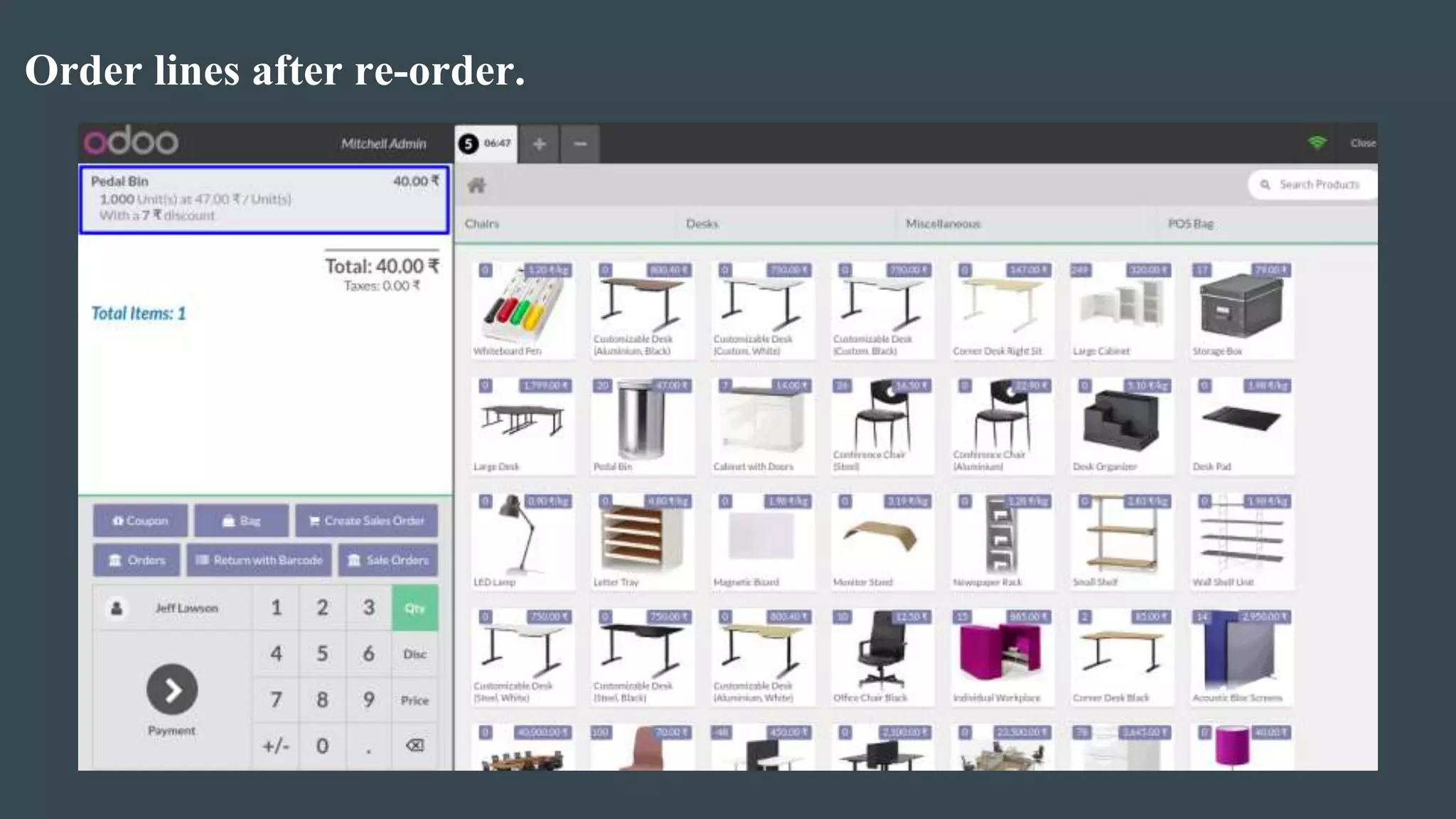 Order lines after re-order.
 