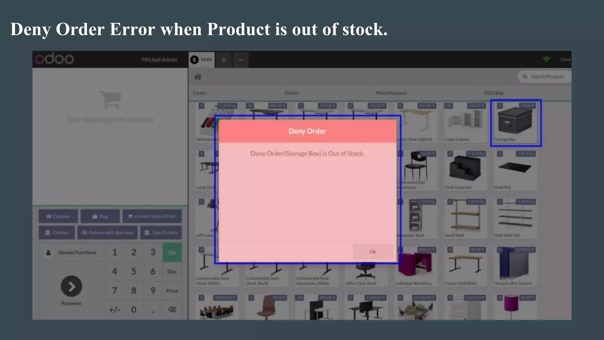 Deny Order Error when Product is out of stock.
 