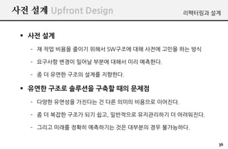 ?? ?? Upfront Design                     ????? ??



 ? ?? ??
   C ? ?? ??? ??? ??? SW??? ?? ??? ??? ?? ??

   C ???? ??? ??? ??? ??? ?? ????.

   C ? ? ??? ??? ??? ????.

 ? ??? ??? ???? ??? ?? ???
   C ??? ???? ???? ? ?? ??? ???? ????.

   C ? ? ??? ??? ?? ??, ????? ?????? ? ?????.

   C ??? ??? ??? ????? ?? ???? ?? ?????.

                                                36
 