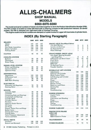 Allis chalmers models 6080 tractor service repair manual | PDF