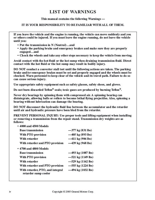 Allison 4500 Rds Service Manual