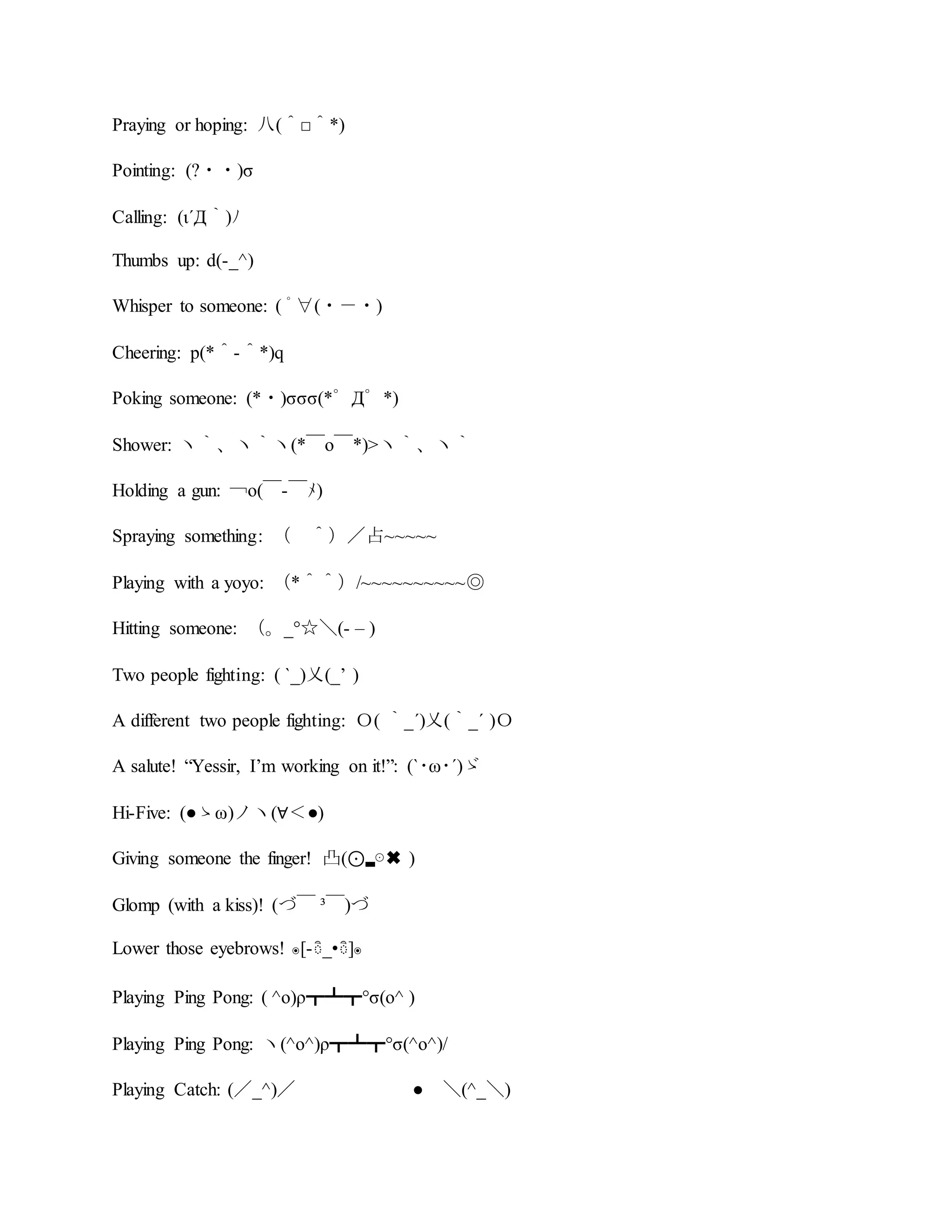 All japanese emoticons | DOCX