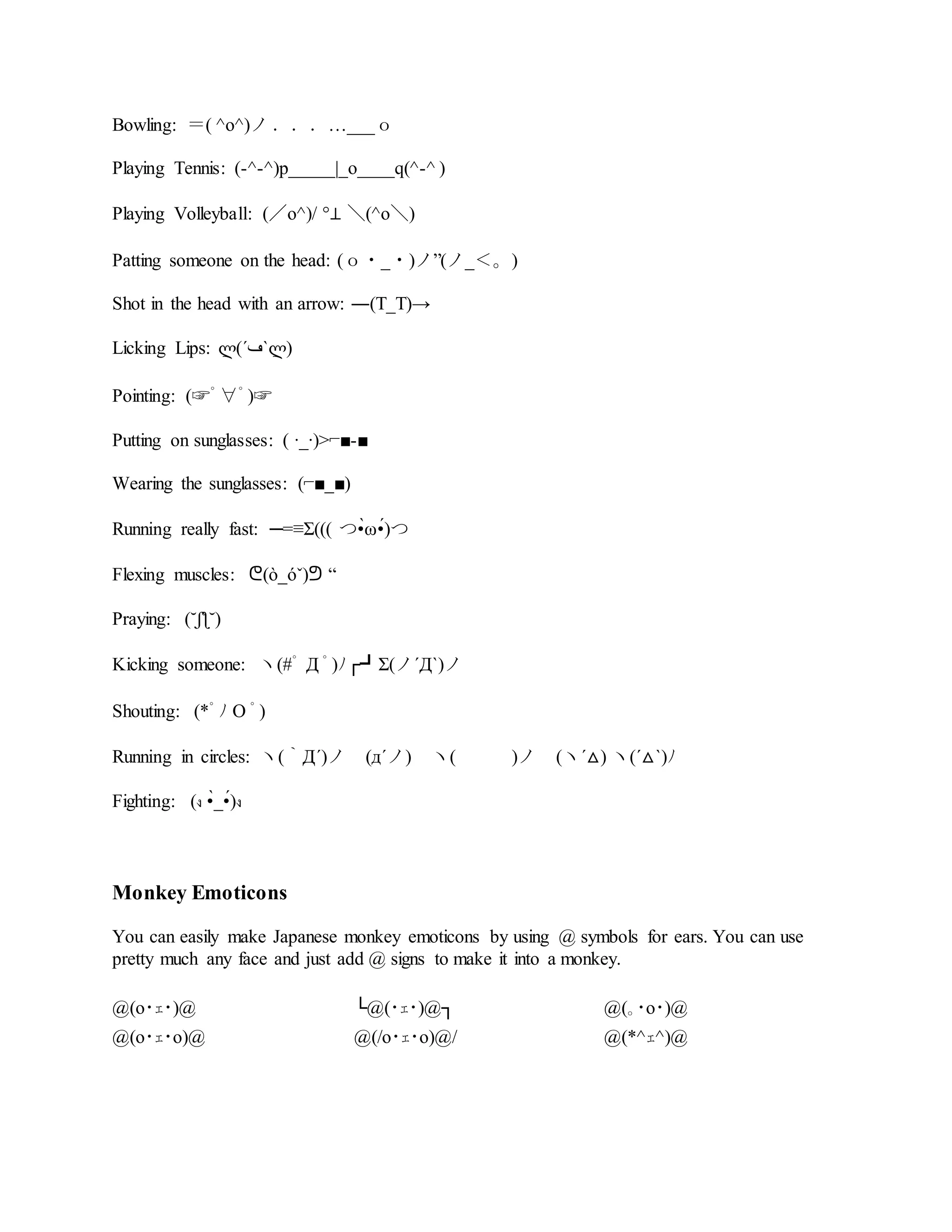 All japanese emoticons | DOCX