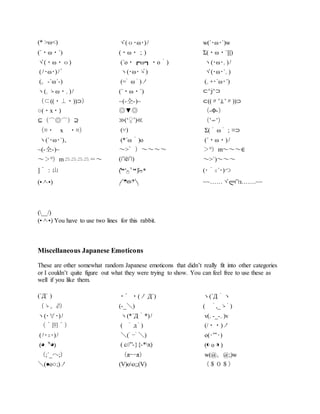 All Japanese Emoticons All Japanese Emoticons