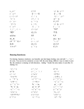 All Japanese Emoticons