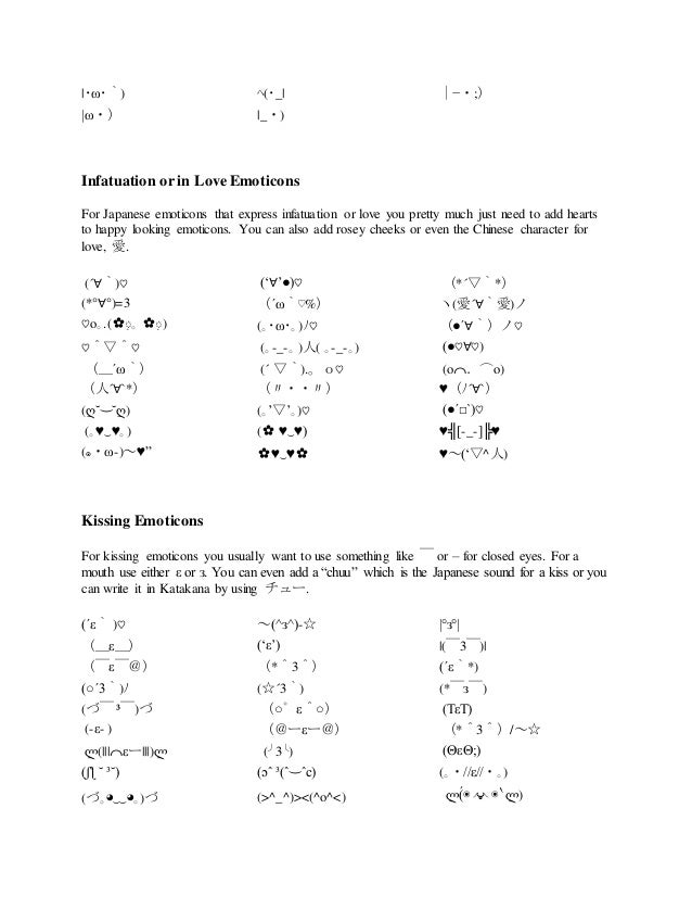 All Japanese Emoticons All Japanese Emoticons
