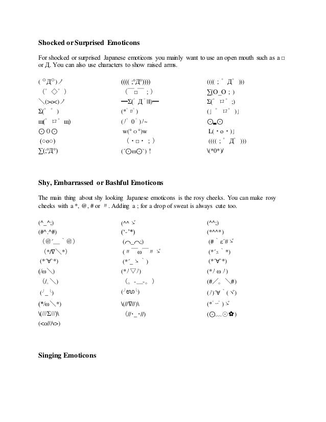 All Japanese Emoticons