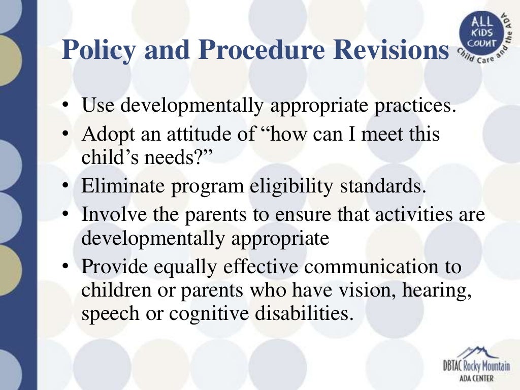 Child Care Provider’s Rights and Responsibilities under the Americans…