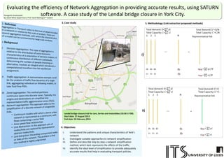 Evaluating the efficiency of Network Aggregation in providing accurate results, using SATURN
software. A case study of the Lendal bridge closure in York City.Panagiotis Anastasiadis
Dr. David Milne (Supervisor), Prof. David Watling (2nd reader)
I. Understand the patterns and unique characteristics of York’s
network
II. Investigate suitable approaches to network simplification
III. Define and describe step by step a network simplification
method, which best represents the effects of the traffic.
IV. Identify the ideal level of simplification to provide adequately
accurate results that help in evaluating transport policies.
3. Case study
Lendal bridge closure trial for cars, lorries and motorbikes (10:30-17:00).
Start date: 27 August 2013
End date: 26 February 2014
5. Methodology (Link extraction proposed methods)
4. Objectives
I)
II)
 