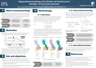 Regional benchmarking of the British rail infrastructure
manager | A long panel approach
María Eugenia Rivas Amiassorho - MA Transport Economics | Supervisor: Dr Phill Wheat | 2015
𝑪𝒊 = 𝒇(𝒚𝒊, 𝒘𝒊; 𝜷) + 𝒗𝒊 + 𝒖𝒊
Deterministic
frontier
Noise Inefficiency
Stochastic frontier
4. 1. Data Base
4. 2. Internal Benchmarking
4. 3. International Context
The internal or regional benchmarking will be conducted using a panel data set.
The maintenance and renewal costs (𝐶𝑖) can be explained through different
explanatory variables such as network size, traffic density and type, among
others (Nash and Smith, 2014) and can be expressed as follows:
where:
𝑤𝑖 = 𝑖𝑛𝑝𝑢𝑡 𝑝𝑟𝑖𝑐𝑒𝑠 𝑣𝑒𝑐𝑡𝑜𝑟
𝑦𝑖 = 𝑜𝑢𝑡𝑝𝑢𝑡 𝑣𝑒𝑐𝑡𝑜𝑟
𝛽 = 𝑝𝑎𝑟𝑒𝑚𝑒𝑡𝑒𝑟 𝑣𝑒𝑐𝑡𝑜𝑟
The results of the internal benchmarking will be compared with the international
benchmarking results with the purpose of contributing from an internal
perspective in the efficiency analysis of Network Rail.
It will be considered a deterministic frontier approach and a stochastic frontier
approach. The methodologies allow to build a “efficiency frontier”; zones located
on the frontier are efficient and the inefficiency of other zones is measured
through the distance from the frontier (Smith et al., 2008):
Kennedy, J. and Smith, A.S. 2004. Assessing the efficient cost of sustaining Britain's rail network: Perspectives
based on zonal comparisons. Journal of Transport Economics and Policy. pp.157-190.
Kumbhakar, S.C. and Lovell, C.K. 2003. Stochastic frontier analysis. Cambridge University Press.
Lema, D. 2010. Topicos de econometría aplicada. Eficiencia productiva y cambio tecnológico. Modelos de
fronteras estocásticas. UCEMA.
Nash, C. and Smith, A. 2014. Rail efficiency: cost research and its implications for policy.
Smith, A. 2015. The value, challenges and future of performance benchmarking in transport and infrastructure
regulation. ITS Research Seminar. Institute for Transport Studies, University of Leeds.
Smith, A. et al. 2008. International Benchmarking of Network Rail’s Maintenance and Renewal Costs. Report
written as part of PR2008.
Figure-3: Stochastic and deterministic
frontier, (Smith, 2015)
Figure-4: Stochastic vs Deterministic
frontier, (Lema, 2010)
This dissertation constitutes an extension of the internal benchmarking carried
out by Kennedy and Smith (2004) covering the period 1995/96-2001/02.
Stochastic
inefficiency
Noise effect
Deterministic
frontier
Observed cost
Deterministic
inefficiency
Cost
Output
London North Western
London North Eastern
Western
Anglia
Scotland
Wessex
Sussex
Kent
Scotland
London North Eastern
London North Western
Anglia
Midland and Continental
Sussex
Western
Kent
Wessex
Scotland
London North Eastern
London North Western
Anglia
East Midlands
Sussex
Western
Kent & Continental
Wessex
Wales
Scotland
London North Eastern
North West
East Anglia
Midlands
Southern
Great Western
Figure-2: Configuration of zones
1995/1996 to 2003/20041 2004/2005 to 2007/20082 2008/2009 to 2010/20112 2011/2012 to 2012/20132
1Source: Kennedy and Smith (2004) and Annual Return to the Rail Regulator
2Source: Annual Return – Network Rail
0
200
400
600
800
1000
1200
1400
95/96 96/97 97/98 98/99 99/00 00/01 01/02 02/03 03/04 04/05 05/06 06/07 07/08 08/09 09/10
Hatfield Accident
(October 2000)
Figure-1: Maintenance and track renewal costs
00/01£m
Maintenance
Track renewal
𝑪𝒊 = 𝒇(𝒚𝒊, 𝒘𝒊; 𝜷)
This dissertation aims to analyse the performance of the rail infrastructure
manager in Britain in the period 1995/96-2012/13 by fulfilling the next objectives:
1. Analysis of the regional performance (efficiency) over time with special focus
on its evolution after Hatfield accident.
2. Comparison of internal benchmarking results with international benchmarking
evidence in order to place the results in context.
2 | Motivation
1 | What is benchmarking?
3 | Aim and objectives
4 | Methodology
5 | References
External cost
benchmarking
Comparison of British
infrastructure manager’s
cost with European rail
infrastructure managers
LICB (Lasting
infrastructure cost
benchmarking) data
set
Internal cost
benchmarking
Comparison of British
infrastructure manager’s
cost among different zones
. Kennedy and
Smith (2004)
. Current
dissertation
Data base
updating
Data base provided by Dr
Phillip Wheat will be updated
with information available on
the website of Network Rail.
Potential risk:
publicly available
information.
A zonal remapping will be required mainly as a consequence of the large period
under analysis (1995-2013) which implies differences in the configuration of
zones by the infrastructure manager (firstly Railtrack and secondly Network Rail).
The approach to be considered is to add zones rather than divide zones in order
to keep the consistency of the information:
Deterministic
frontier
Estimation of Corrected Ordinary Least Squares
(𝐶𝑂𝐿𝑆) which correct the Ordinary Least Squares
(𝑂𝐿𝑆) regression generating a cost frontier which is
on or under the data (Kumbhakar and Lovell, 2003).
Stochastic
frontier
Decomposes the unexplained variation in an
inefficiency term and a random error term. Different
specifications will be considered.
The period covered by the dissertation (1995/96-2012/13) contributes to answer:
How the performance of the infrastructure manager has evolved after Hatfield
accident? What are the factors that contribute to explain it? What is the best
performing region? What are the potential cost reductions per region?
Benchmarking refers to comparative measures of performance. It is necessary to
keep costs under control because Network Rail is a national network monopoly.
The Office of Rail and Road (ORR) is the independent regulator which makes
sure that the rail industry in Britain is competitive and fair.
1994-2001/02 from 2002/03
LIMDEP and Stata 12 are the preferred software to conduct the cost analysis.
 