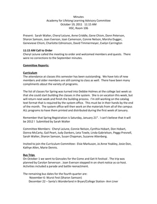 ALL Advisory Committee Minutes 10-19-11 