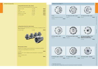 44   Wheel Accessories                                                                                                  Wheel Cover Sets****                                                                                                                         45

                         Locking Wheel Nuts Kit for alloy wheels

                         Set of 4 incl. key, anti-theft protection for your alloy wheels

                         Galaxy from 2006                             1 432 498                           PRICE

                         S-MAX                                        1 432 498                           PRICE

                         Galaxy 2000 – 2005                           1 236 084                           PRICE

                         Maverick, up to 12/2003                      4 115 039                           PRICE

                         for most models**                            1 118 205                           PRICE
                                                                                                                     13 Ka                                              14 Fiesta from 2001, Fusion                         14 Fiesta from 2001, Fusion




                                                                                                                                                                                                                                                                 ** Please ask your Ford dealer for further details
                                                                                                                     except Ford Sportka and Streetka                    1 224 710                               PRICE        1 224 711                  PRICE

                                                                                                                     1 151 366                               PRICE




                         Locking Wheel Nuts Kit for steel wheels

                         Set of 4 incl. key, anti-theft protection for your steel wheels, not available for S-MAX,
                         Galaxy and Maverick




                                                                                                                                                                                                                                                                     * selected Ford supplier
                         for most models**                            1 118 208                           PRICE




                                                                                                                     14 Focus 1998 – 2004                               15 Focus from 2004, C-MAX                           16 Focus from 2004, C-MAX,
                                                                                                                                                                                                                              Mondeo from 03/2007,
                                                                                                                     1 151 373                               PRICE       1 357 462                               PRICE        Galaxy from 2006, S-MAX

                                                                                                                                                                                                                              1 357 461                  PRICE




                                                                                                                                                                                                                                                                 All prices include VAT and exclude fitting charges. Prices correct at time of print and subject to modification and correction.
                         Steering Rack Limiters

                         Required to fit 18 wheels (to prevent wide tires from contacting the bodywork)

                         C-MAX, Focus Coupé-Cabriolet, Focus from 2004

                         1 342 639                                                                        PRICE

                         Required to fit 17 and 18 wheels (to prevent wide tires from contacting the
                         bodywork)

                         Galaxy from 2006, S-MAX

                         1 451 390                                                                        PRICE      16 Mondeo 2000 – 03/2007                           16 Galaxy 2000 – 2005                               16 Mondeo 2000 – 03/2007

                                                                                                                     1 151 368                               PRICE       1 151 375                               PRICE        1 372 312                  PRICE




                                                                                                                     **** Set includes 4 wheel covers
                                                                                                                     We offer a large selection of separate wheel covers as well, please ask your Ford dealer for further details.
 