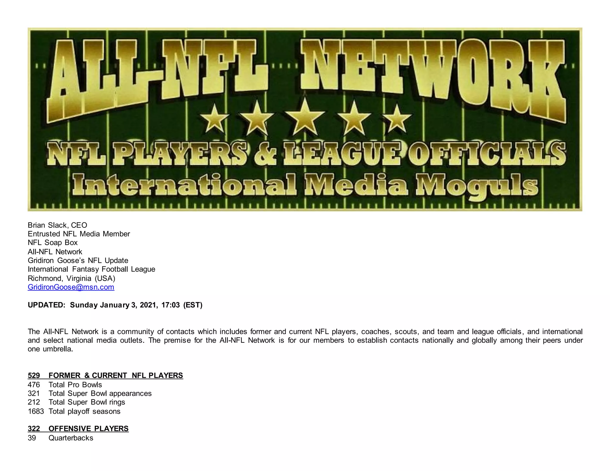 ALL-NFL NETWORK CONTACTS