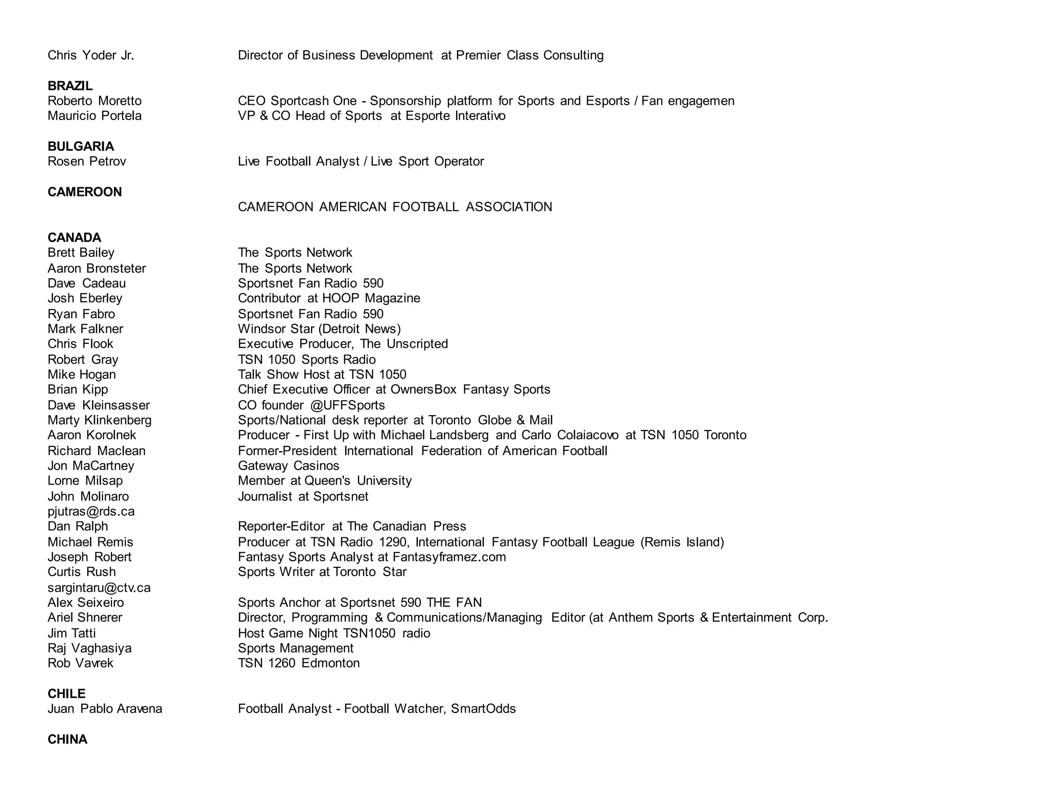 ALL-NFL NETWORK CONTACTS