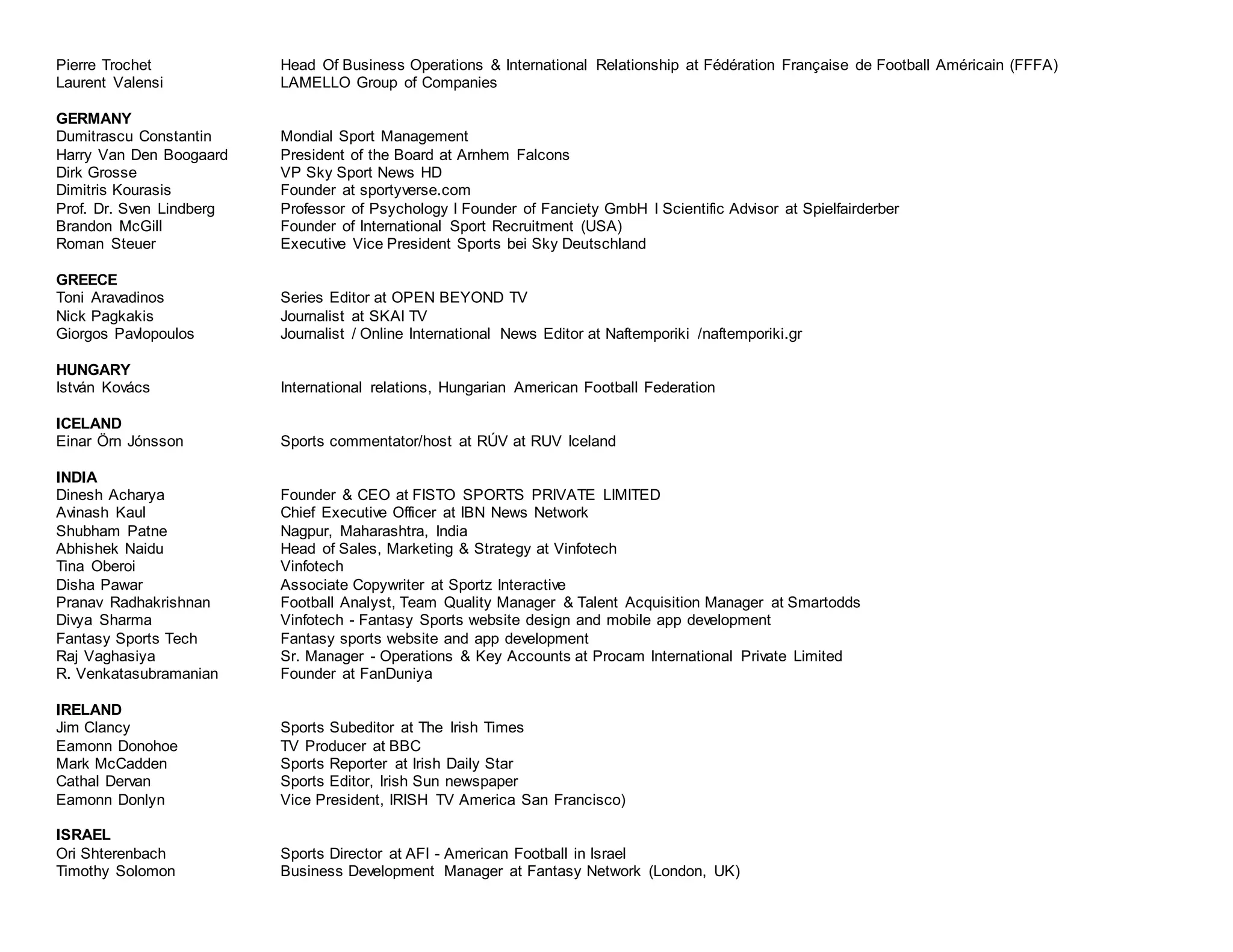 ALL-NFL NETWORK CONTACTS