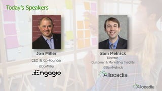 2
Today’s Speakers
Sam Melnick
Director,
Customer & Marketing Insights
@SamMelnick
Jon Miller
CEO & Co-Founder
@JonMiller
 