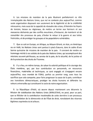 Allocution de l'ambassadeur (maintien de la paix)