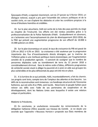 Allocution de l'ambassadeur (maintien de la paix)