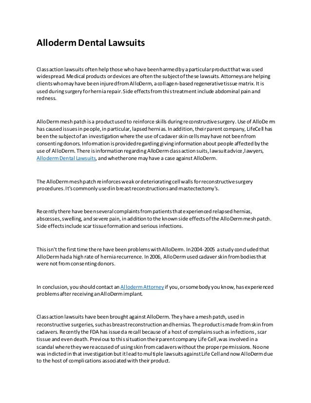 Alloderm dental lawsuits