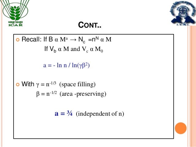 Applicatiojns of Allometric principles in animal nutrition research