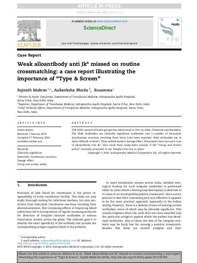 Weak alloantibody anti Jka missed on routine crossmatching a case re…