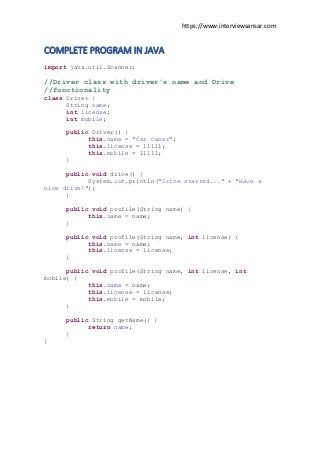 ALL OOPs Concepts Using Java with 1 Tiny | PDF