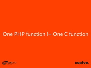 One PHP function != One C function

 