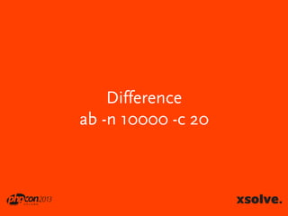 Difference
ab -n 10000 -c 20

 