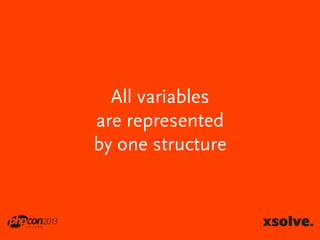 All variables
are represented
by one structure

 