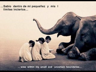 … wise within my small and uncertain boundaries…
…Sabio dentro de mi pequeñez y mis l
límites inciertos…
 
