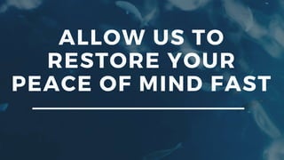 ALLOW US TO
RESTORE YOUR
PEACE OF MIND FAST
 