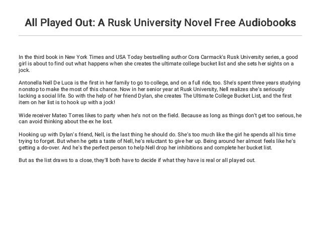 All Played Out A Rusk University Novel Free Audiobooks - 