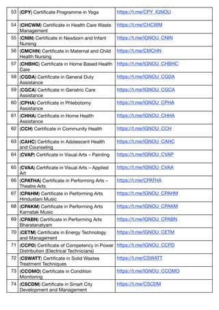 IGNOU All Program Telegram Group Link pdf (ignou all program list) | PDF