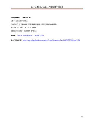 Zetta Networks - 9980499700

CORPORATE OFFICE:
ZETTA NETWORKS
NO.94/C, 9th CROSS, OPP HKBK COLLEGE MAIN GATE,
NEAR MANYATA TECH PARK,
BENGALURU – 560045. (INDIA)
WEB: www.zettanetworks.webs.com
FACEBOOK: https://www.facebook.com/pages/Zetta-Networks-Pvt-Ltd/597229383645124

32

 