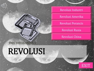 REVOLUSI
SMA TARAKANITA 1
Revolusi Industri
Revolusi Amerika
Revolusi Perancis
Revolusi Rusia
Revolusi China
EXIT
 