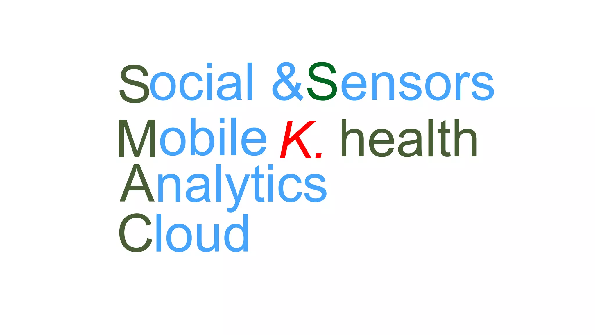 K. health
S
C
M
A
loud
ocial &Sensors
obile
nalytics
 