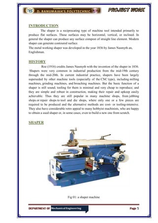 Shaper Machine project work report pdf | PDF