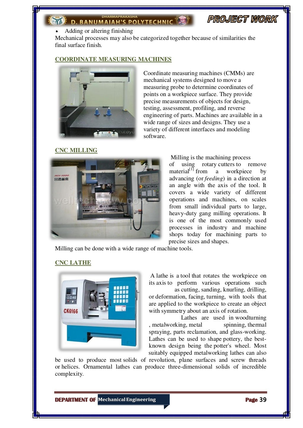 Shaper Machine project work report pdf