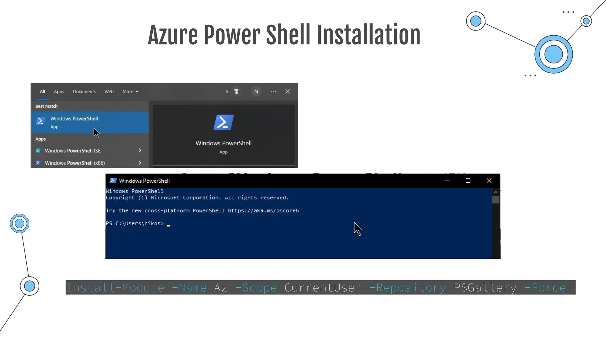 Azure Power Shell Installation
Install-Module -Name Az -Scope CurrentUser -Repository PSGallery -Force
 