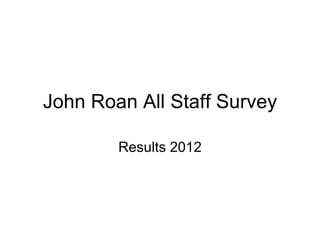 John Roan All Staff Survey

        Results 2012
 