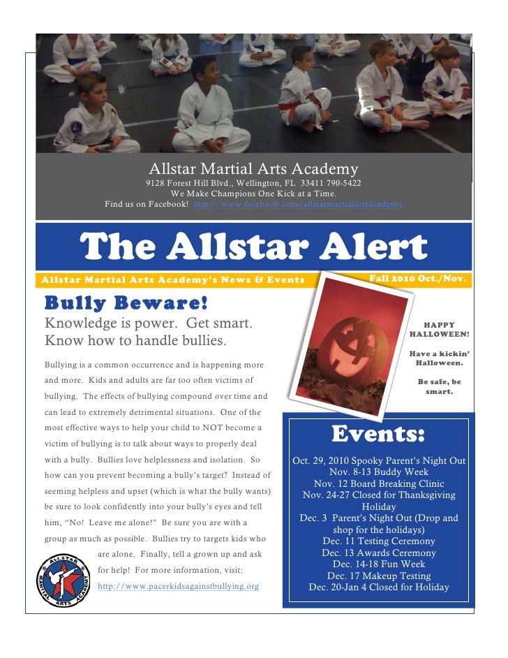 Allstar Martial Arts Academy Fall 2010 Newsletter