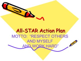 All-STAR Action Plan
MOTTO: “RESPECT OTHERS
AND MYSELF
AND WORK HARD”

 
