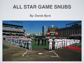 ALL STAR GAME SNUBS!
By: Derek Byrd
 
