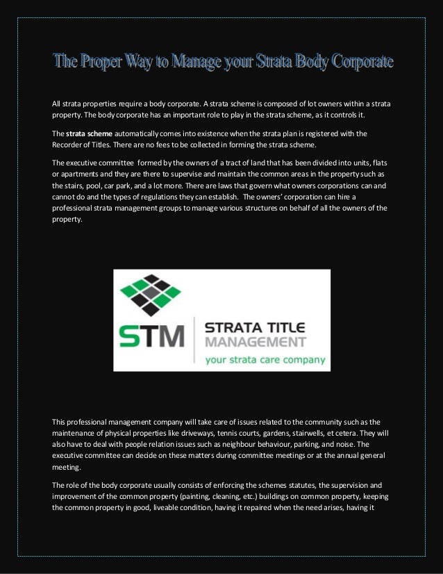 How to manage strata body corporate?