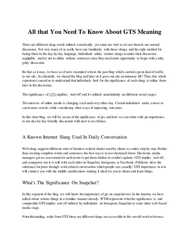 All that you need to know about gts meaning