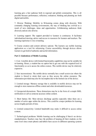 All the benefits and limitations of mobile learning | PDF