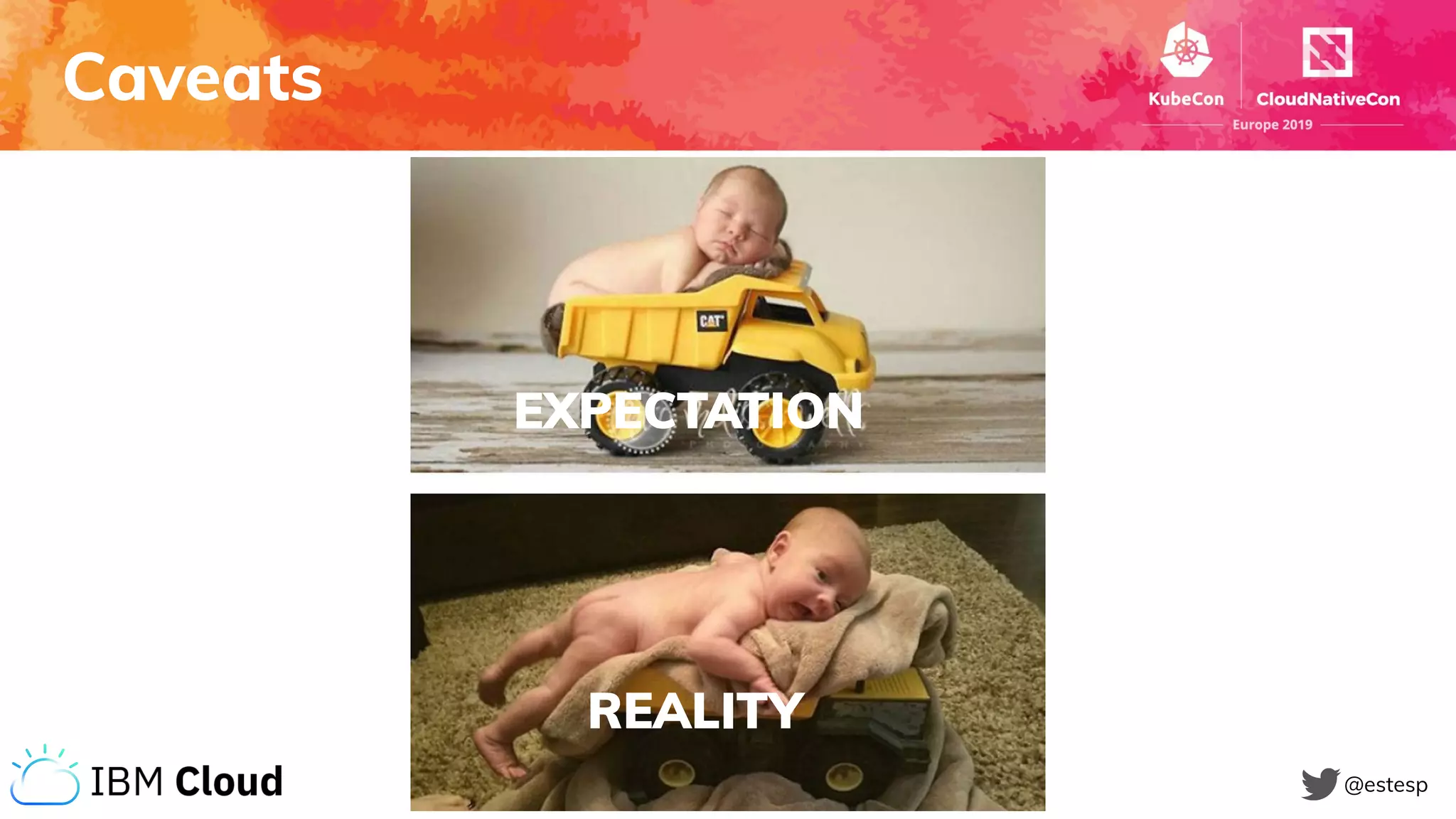 Caveats
@estesp
EXPECTATION
REALITY
 