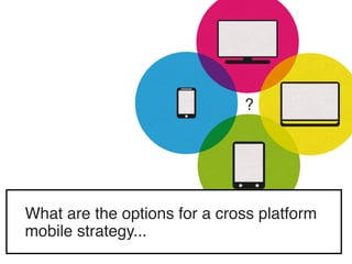 ?




What are the options for a cross platform
strategy...
 