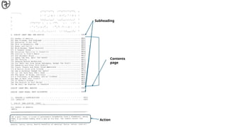 Subheading
Contents
page
Action
 