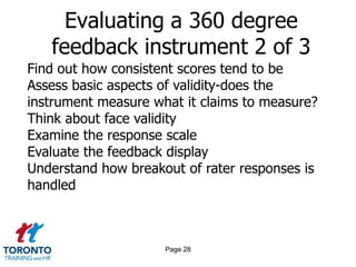 Page 26<br />Evaluating a 360 degree feedback instrument<br />